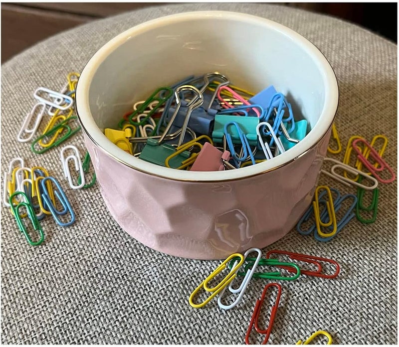 Aewill Ceramic Paper Clip Holder Ceramic Paper Clip Dispenser Organizer for Office Desk Binder Clip Holder (Pink) - Image 3